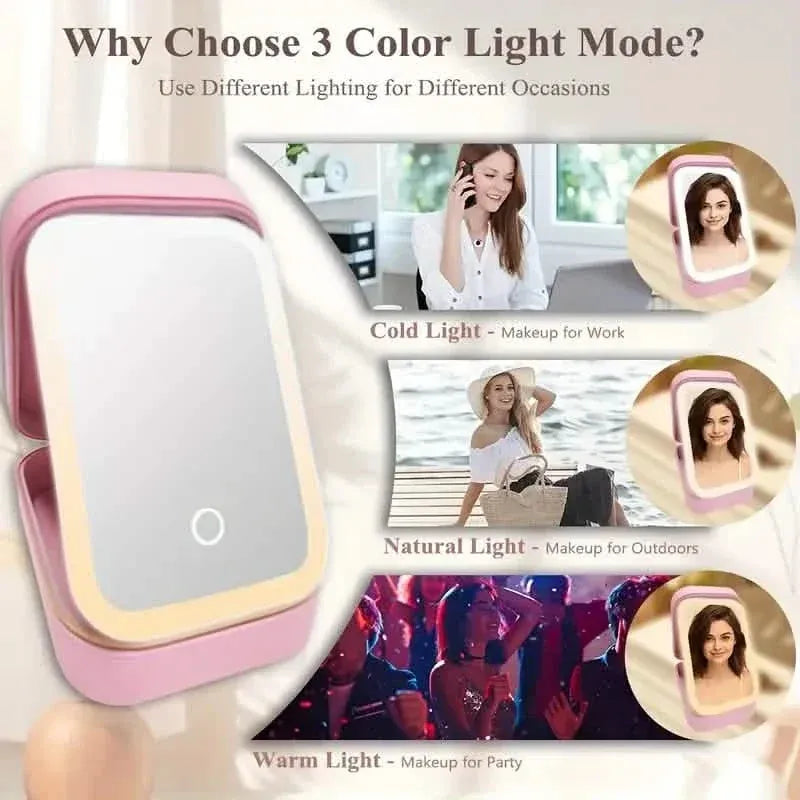 Travel Compact Touch Screen Tabletop Cosmetic Makeup Mirror with LED and 1200mAh - A-1 Thread Vault
