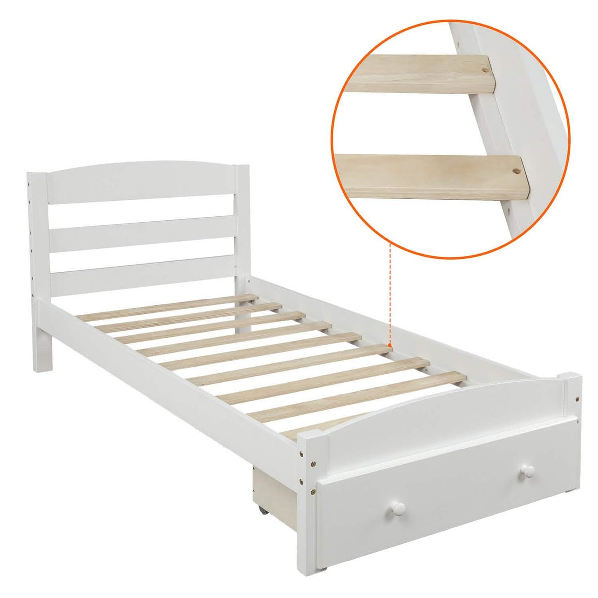Twin Platform Bed Frame with Storage Drawer Headboard - A-1 Thread Vault