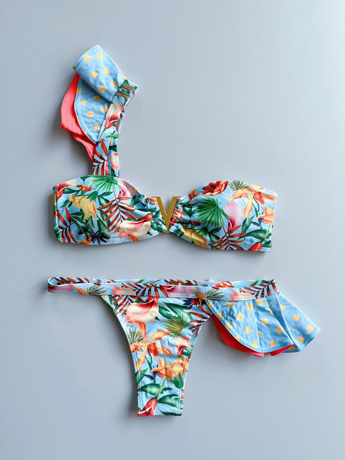Two-Pieces Women Floral 2025 Push-Up Strappy Ruffles Bandage Bikini Set Swimsuit Swimwear Bathing Suit Beachwear Biquini - A-1 Thread Vault