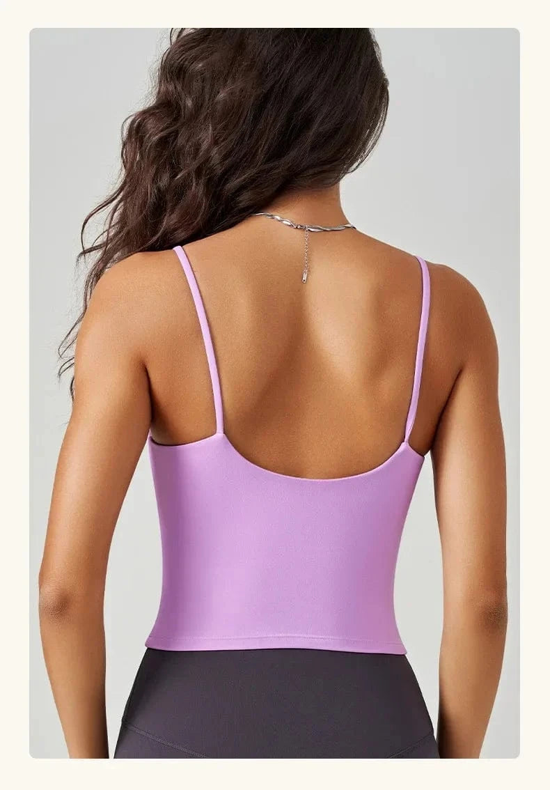 U-Neck Fitness Vest Women Yoga Crop Tops Sports Bra With Fixed Cups Stretchy Soft Gym Workout Tank Tops Women Sleeveless Shirts - A-1 Thread Vault