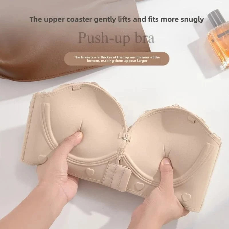 Ultimate Push Up Bra 12cm Padded Front Closure Strapless Plunge Bra for Small Chest Extreme Lift Invisible Back Comfort Wear - A-1 Thread Vault