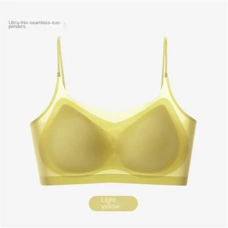 Ultra Thin Ice Silk Seamless Underwear Women Plus Size Sexy Top Soft Breathable Wireless Solid Lingerie Gathered Padded Bra - A-1 Thread Vault