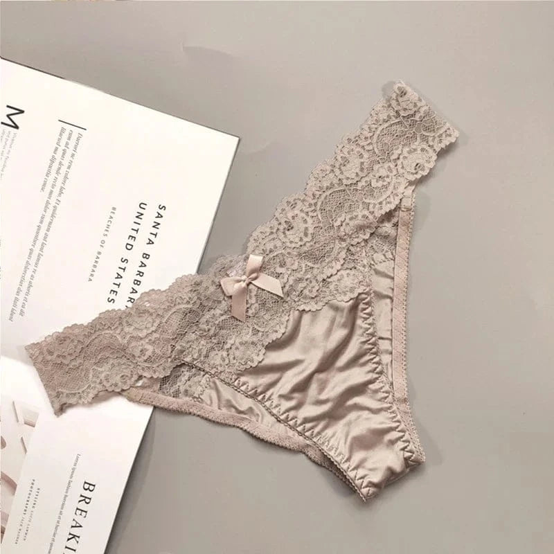 Underwear Women Sexy Lace Thong Pants Female Hollow Out Panties Low Waist Fashion Underpants New Ladies Bow Underwear Shorts - A-1 Thread Vault