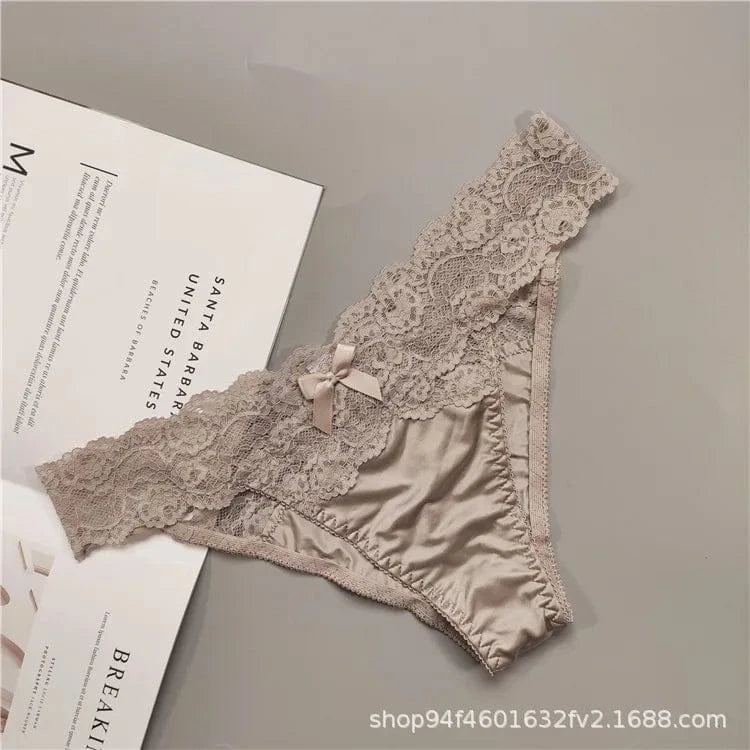 Underwear Women Sexy Lace Thong Pants Female Hollow Out Panties Low Waist Fashion Underpants New Ladies Bow Underwear Shorts - A-1 Thread Vault