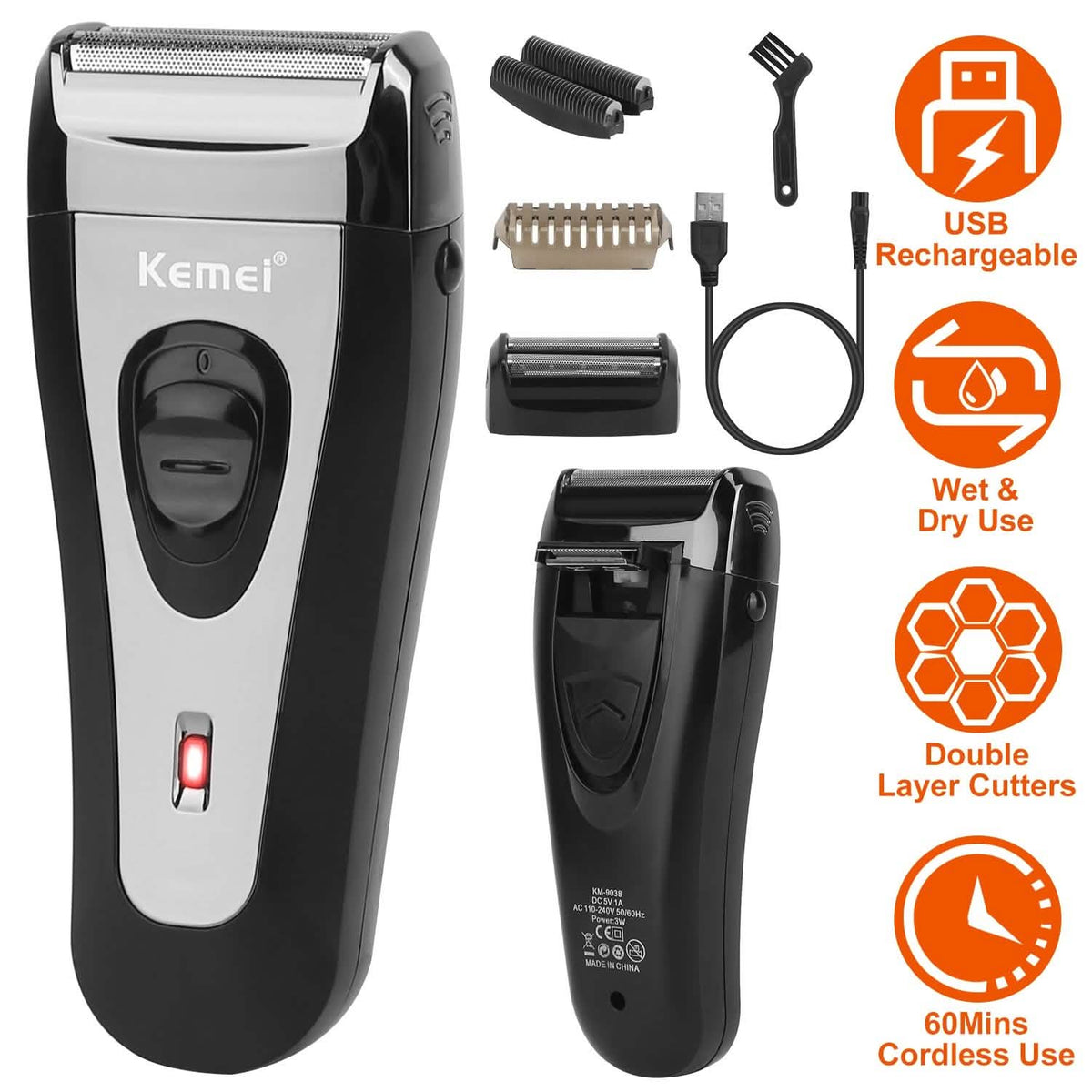 USB Rechargeable Men Electric Shaver - A-1 Thread Vault