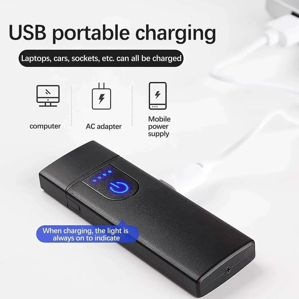 USB Rechargeable Portable Touch Sensitive Tungsten Lighter - A-1 Thread Vault
