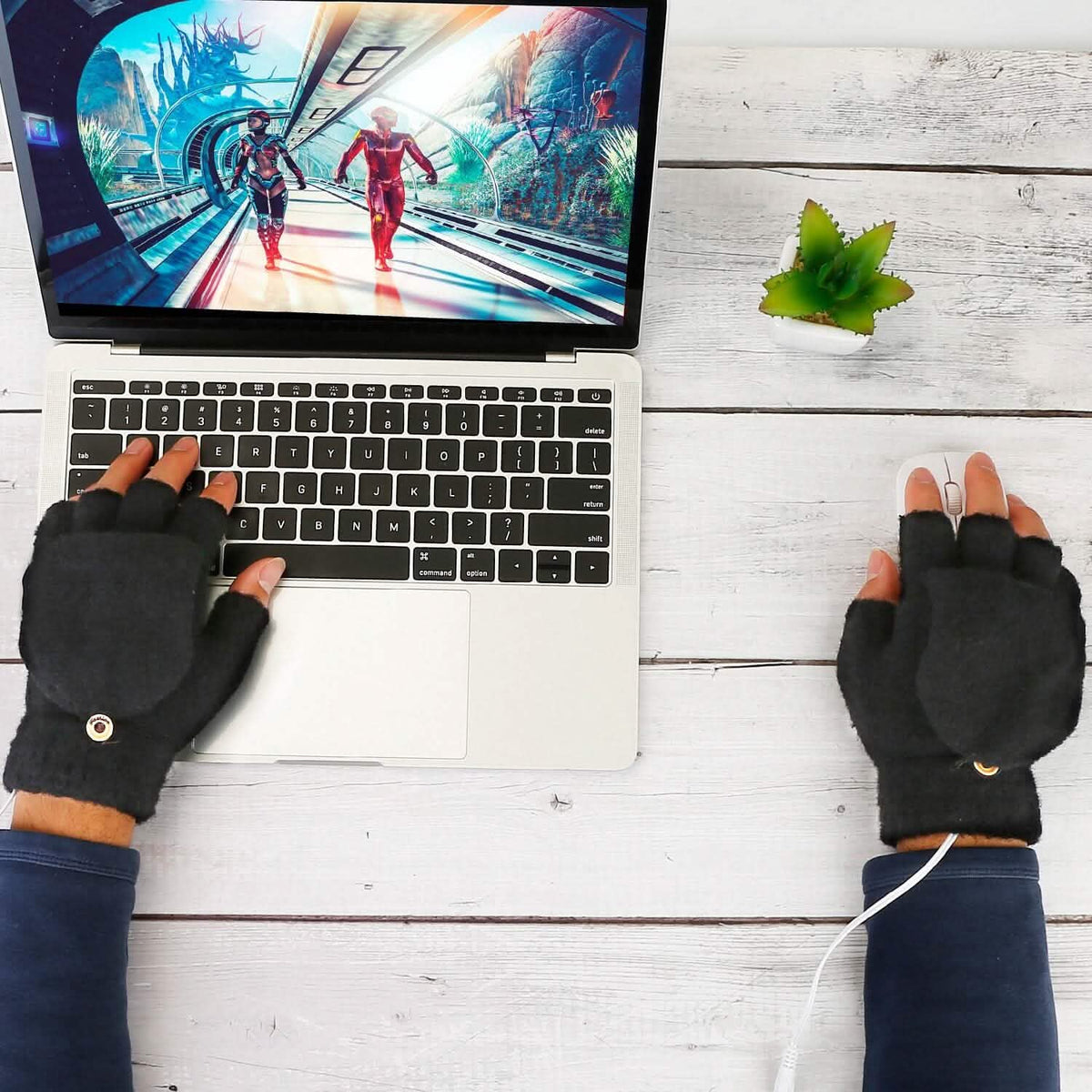 USB Wool Heated Gloves Mitten - A-1 Thread Vault