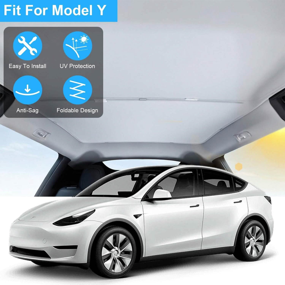 UV Protection Sunshade Roof Fit for Tesla Model Y 2020-2024 - A-1 Thread Vault