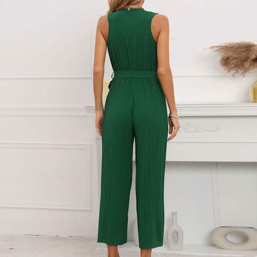 V-Neck Sleeveless Straight Summer Jumpsuit - A-1 Thread Vault