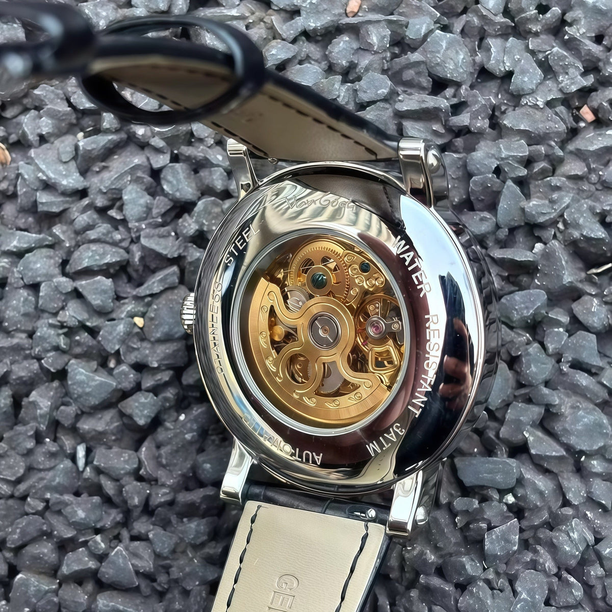 VAN GOGH Starry Night Series Blue Dial Skeleton Mechanical Movement Watch Daily Waterproof Starry Night - A-1 Thread Vault