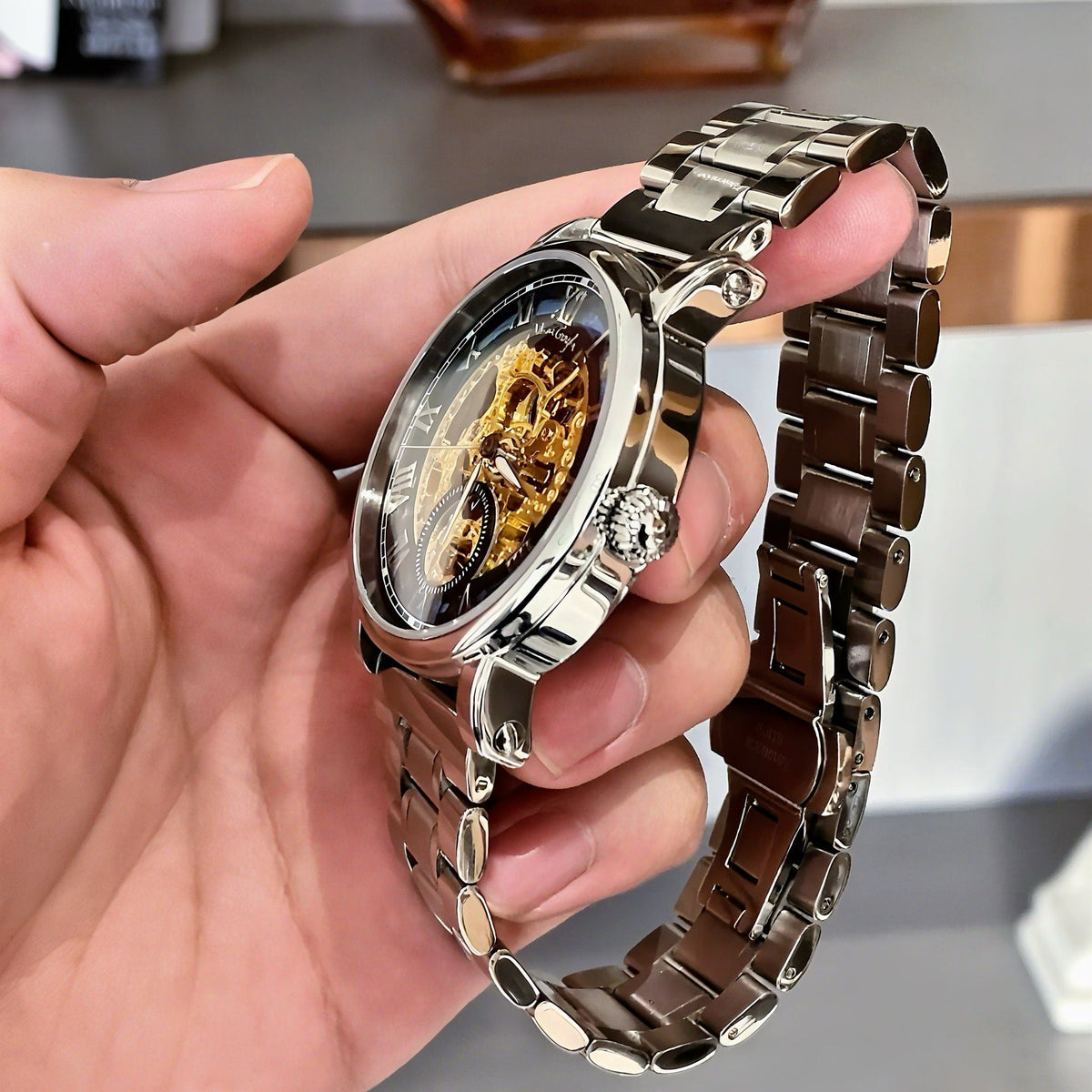 VAN GOGH Starry Night Series Blue Dial Skeleton Mechanical Movement Watch Daily Waterproof Starry Night - A-1 Thread Vault