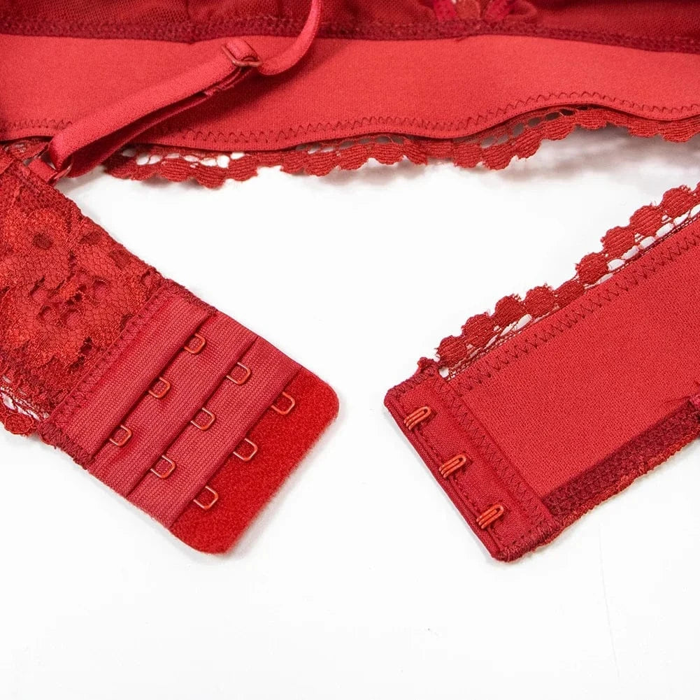 Varsbaby Lace Bra Sets for Women Non-padded Bra Panty Garter Stockings Summer Underwear Lingerie Sexy - A-1 Thread Vault