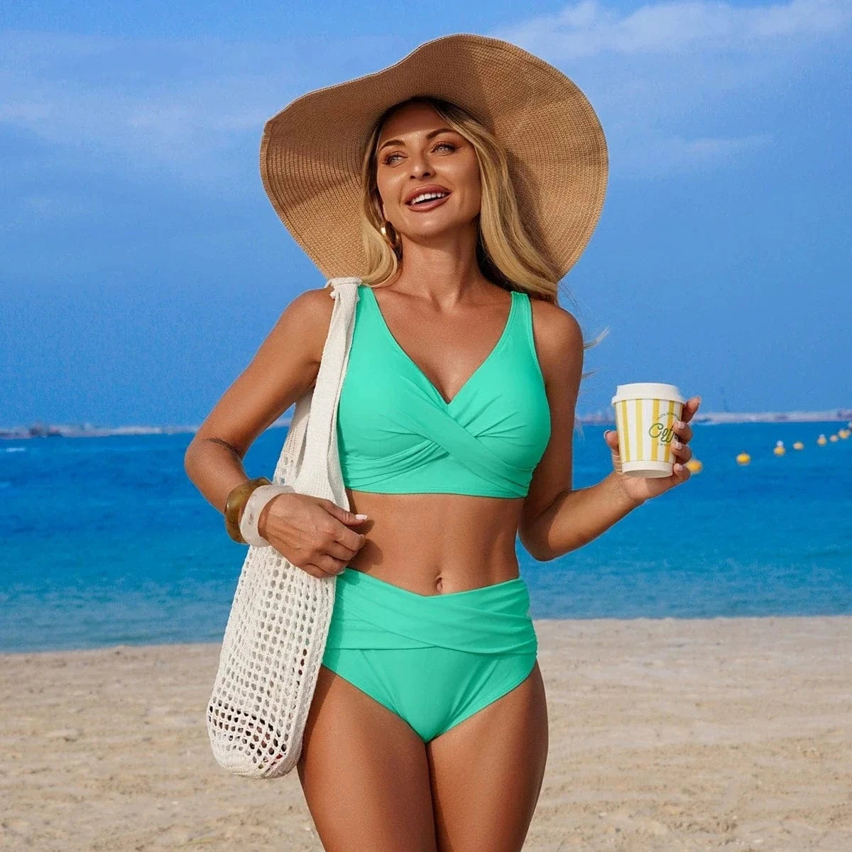 VigoBreviya 2025 Sexy Solid Strapped Swimwear Women Cross Push Up Bikini Set Brazilian Lady Swimsuit High Waist Beach Bath Suit - A-1 Thread Vault