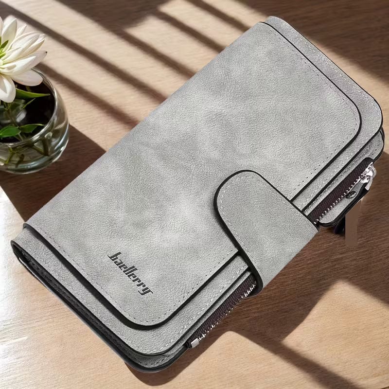 Vintage Faux Leather Long Wallet – Trifold Credit Card Holder with Snap & Zipper - A-1 Thread Vault