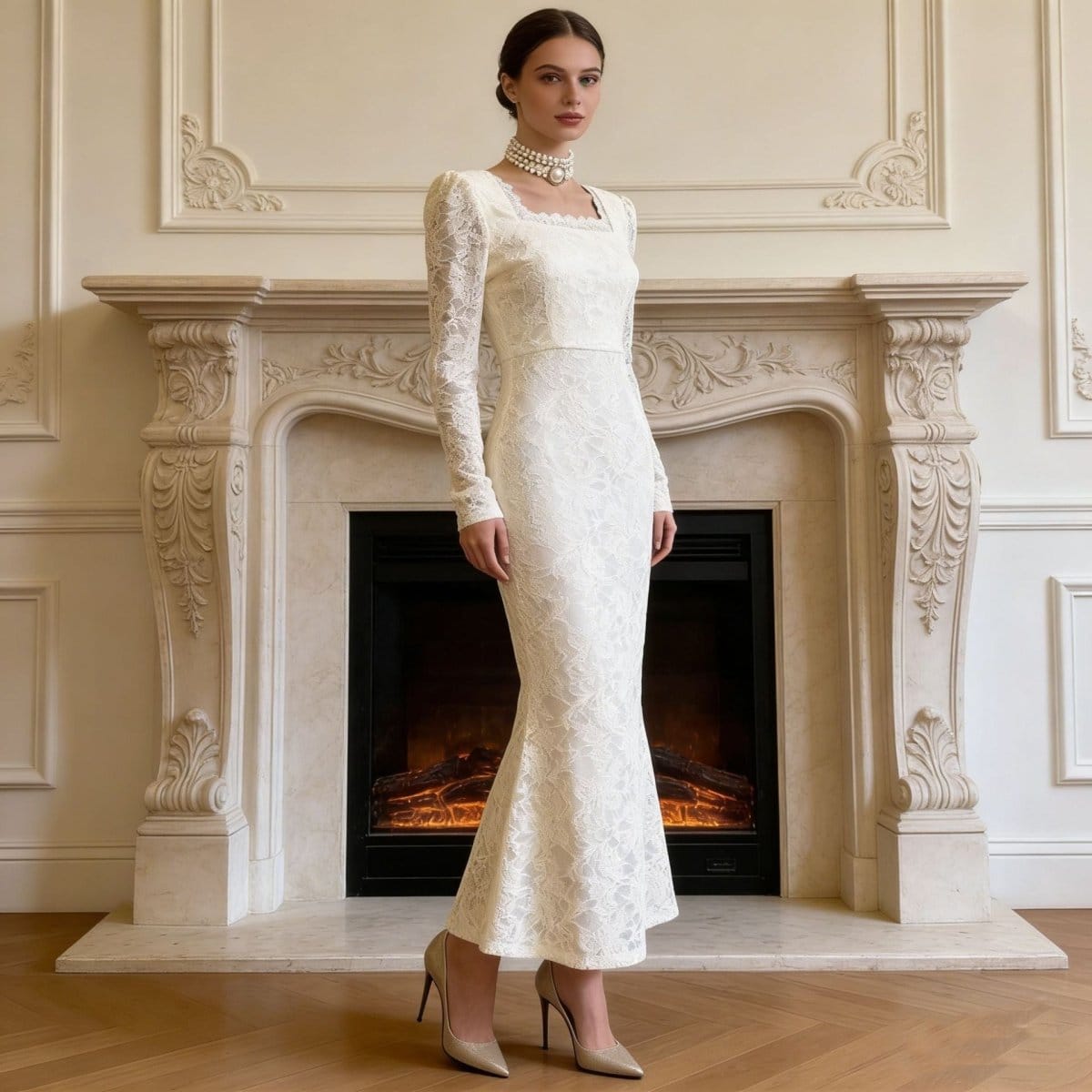 Vintage Lace Fishtail Dress (MS394) - A-1 Thread Vault
