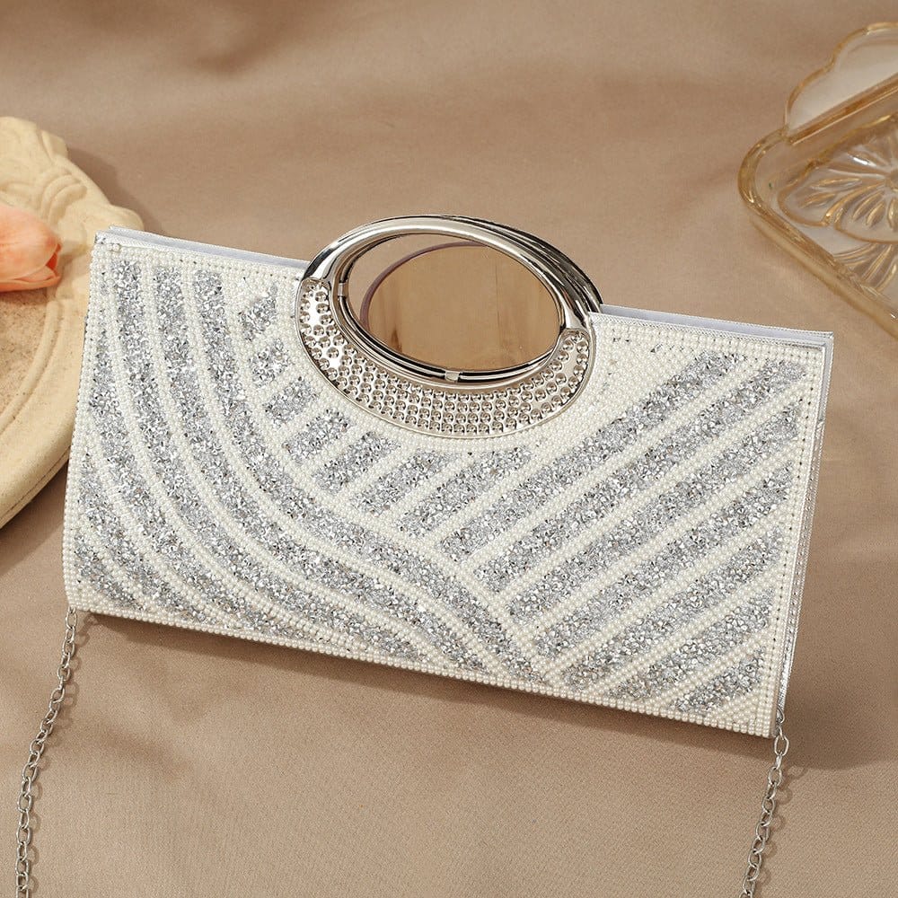 Vintage Large Circular Handle Rhinestone Sparkly Clutch Bag(MAC430) - A-1 Thread Vault