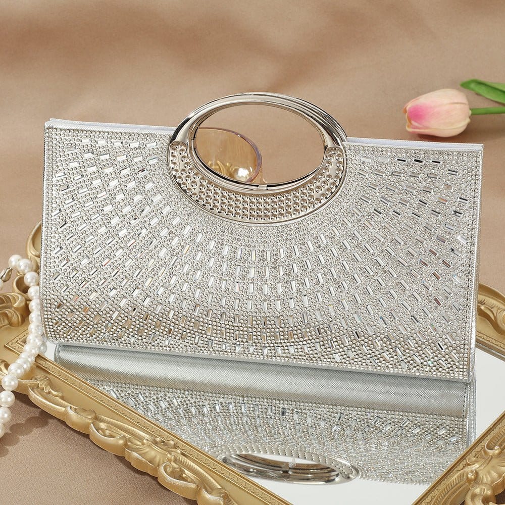 Vintage Large Circular Handle Rhinestone Sparkly Clutch Bag(MAC430) - A-1 Thread Vault