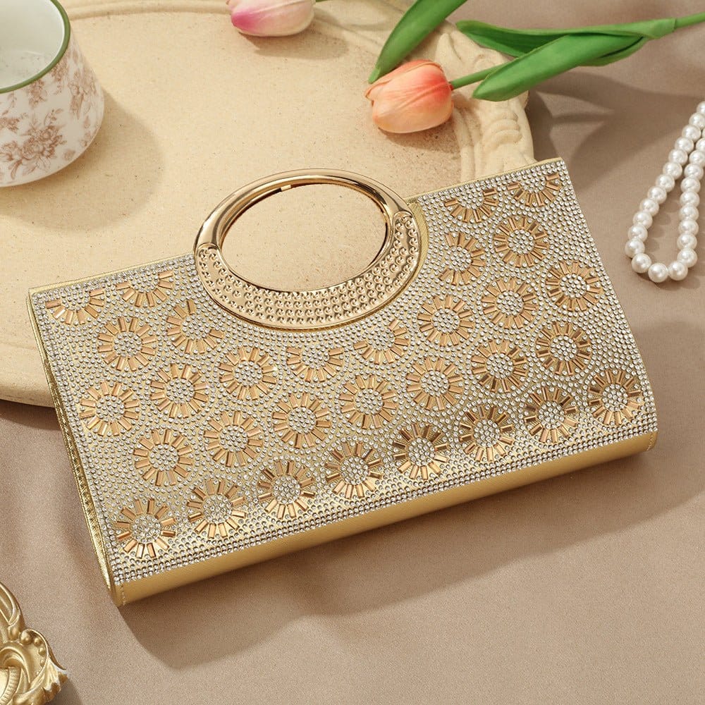 Vintage Large Circular Handle Rhinestone Sparkly Clutch Bag(MAC430) - A-1 Thread Vault