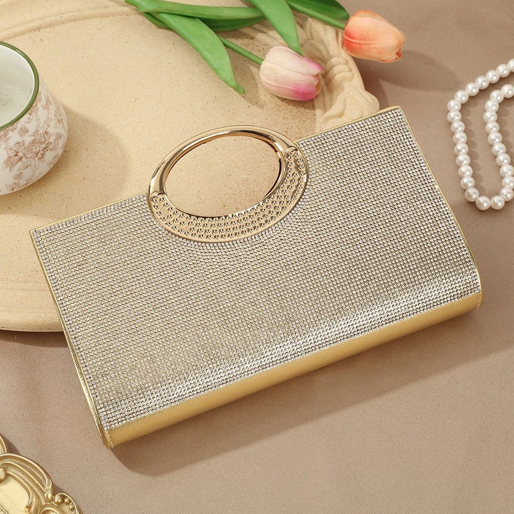 Vintage Large Circular Handle Rhinestone Sparkly Clutch Bag(MAC430) - A-1 Thread Vault