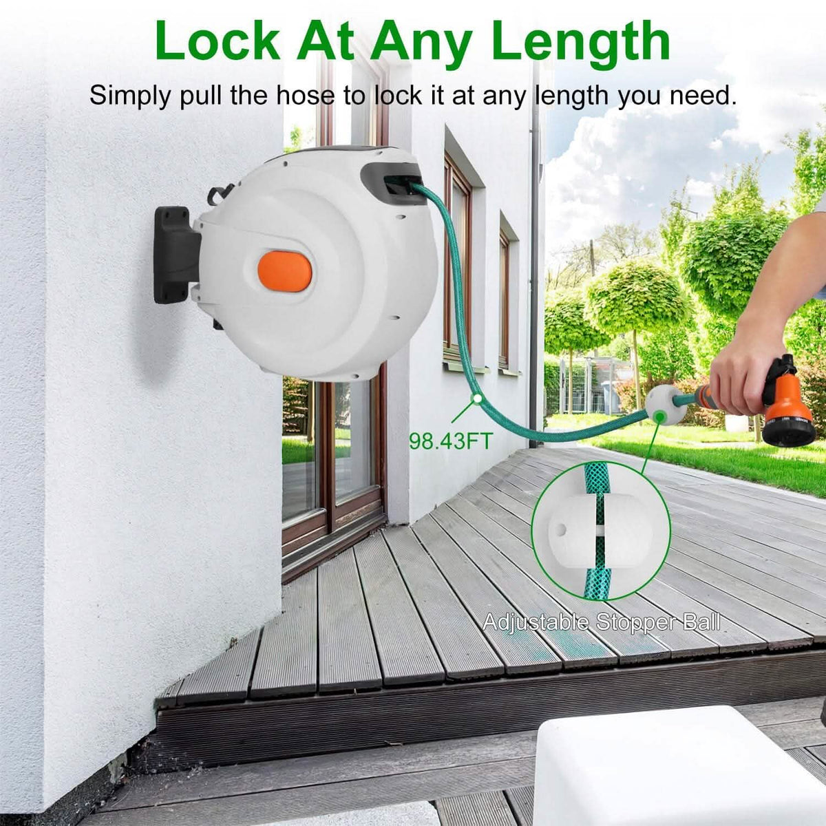 Wall Mounted Automatic Retractable Garden Hose Reel - A-1 Thread Vault