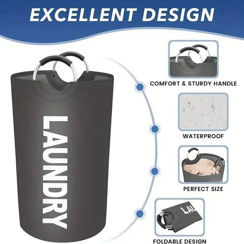 Waterproof Collapsible Clothes Hamper Laundry Basket With Padded Handles - A-1 Thread Vault