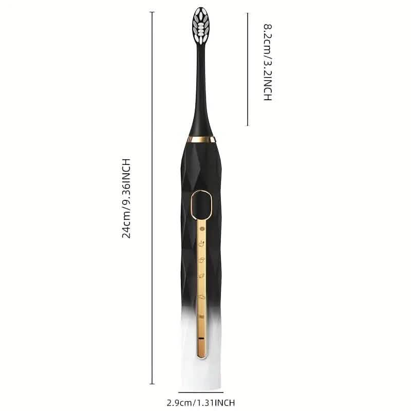 Waterproof USB Rechargeable Electric Toothbrush with 10 Replaceable Toothbrush Heads, Charger and Case - A-1 Thread Vault
