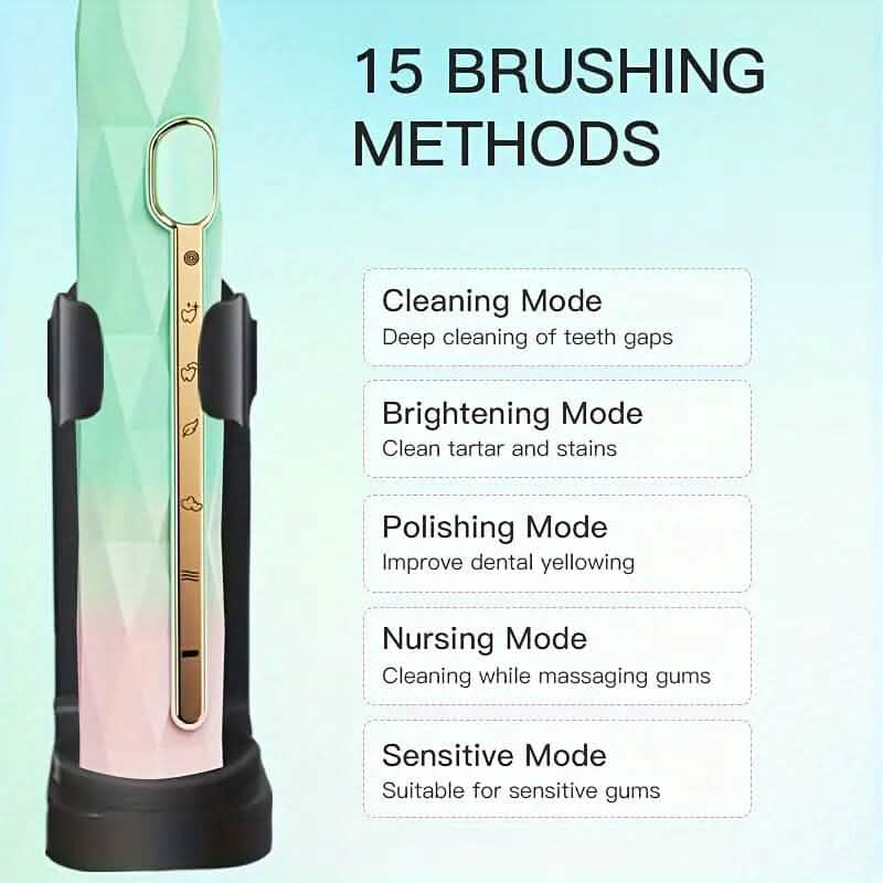 Waterproof USB Rechargeable Electric Toothbrush with 10 Replaceable Toothbrush Heads, Charger and Case - A-1 Thread Vault