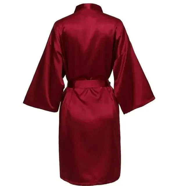 Wedding Party Team Bride Robe Without Letters Kimono Satin Pajamas Bridesmaid Plain Bathrobe SP088 - A-1 Thread Vault