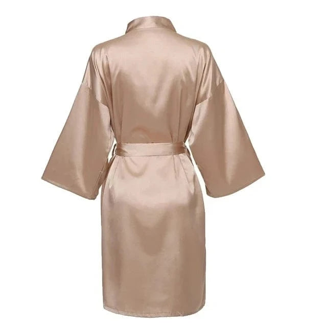 Wedding Party Team Bride Robe Without Letters Kimono Satin Pajamas Bridesmaid Plain Bathrobe SP088 - A-1 Thread Vault
