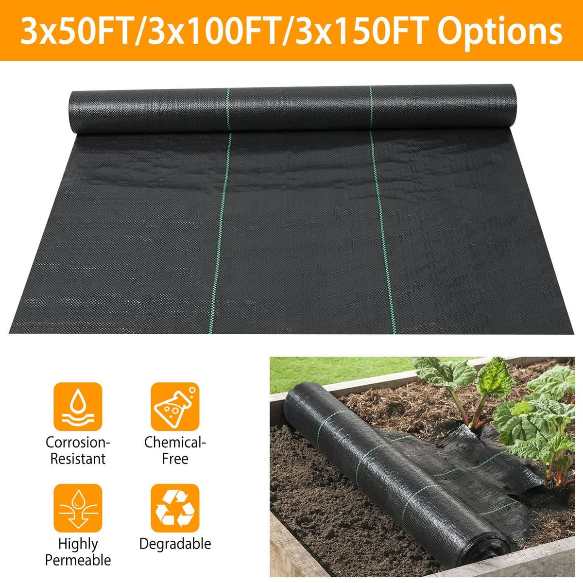 Weed Barrier Landscape Gardening Mat Fabric Woven - A-1 Thread Vault