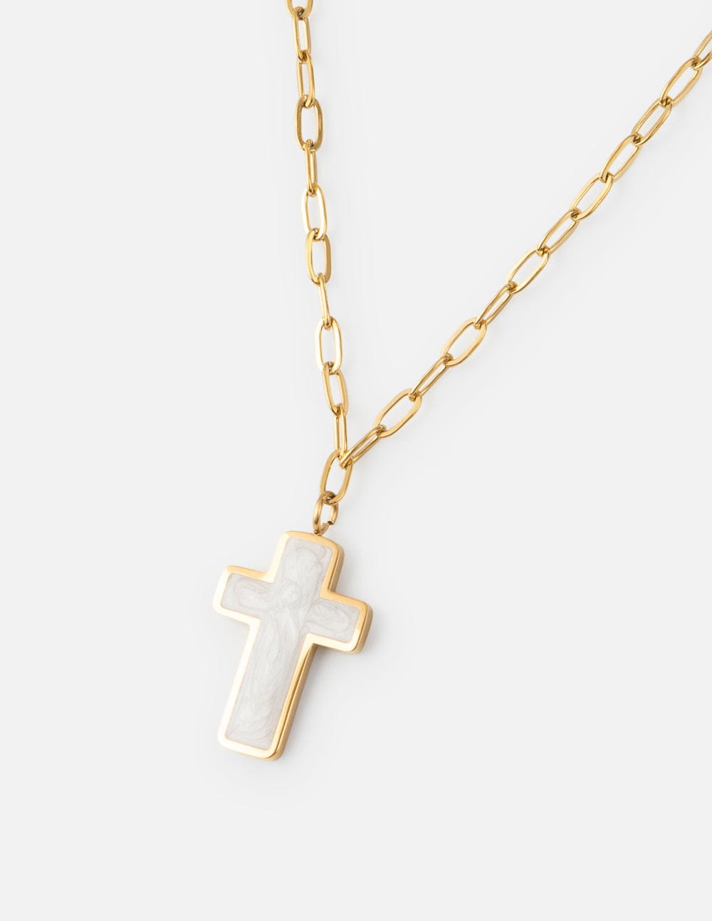 White Enamel Cross Necklace - A-1 Thread Vault