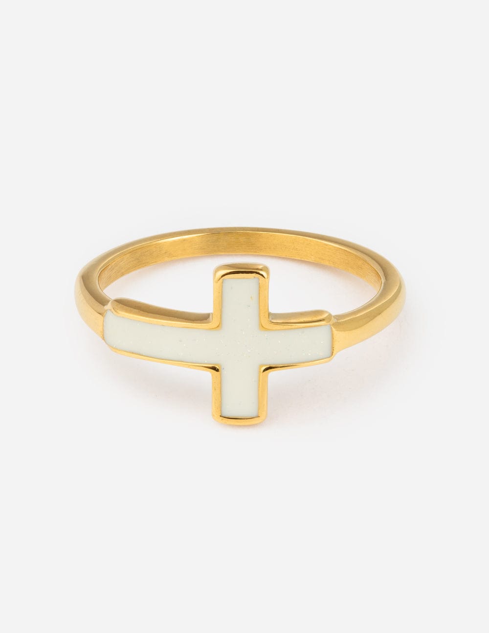 White Enamel Cross Ring - A-1 Thread Vault