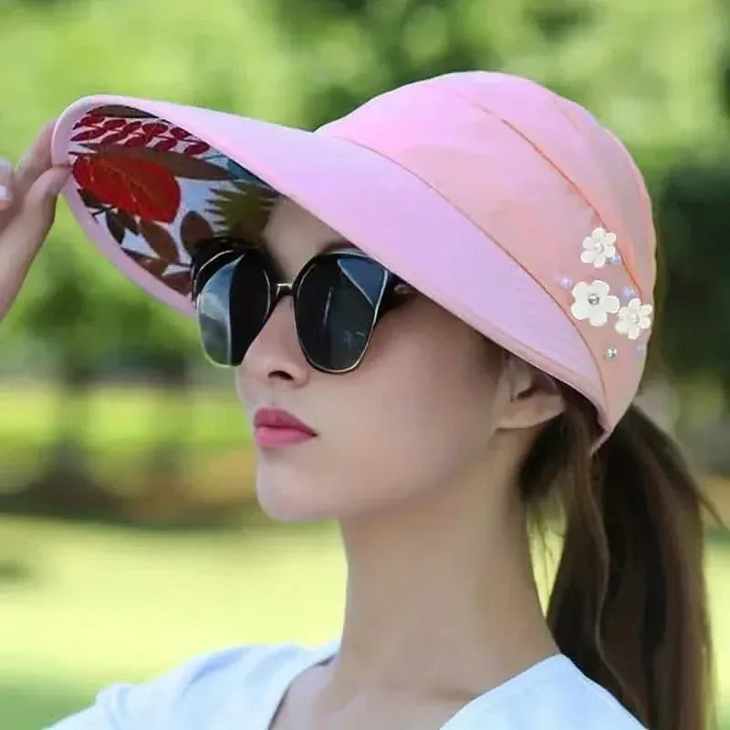 Wide Brim Sun Visor Foldable Picnic Hat Beach UV Protection Scallop Cap - A-1 Thread Vault