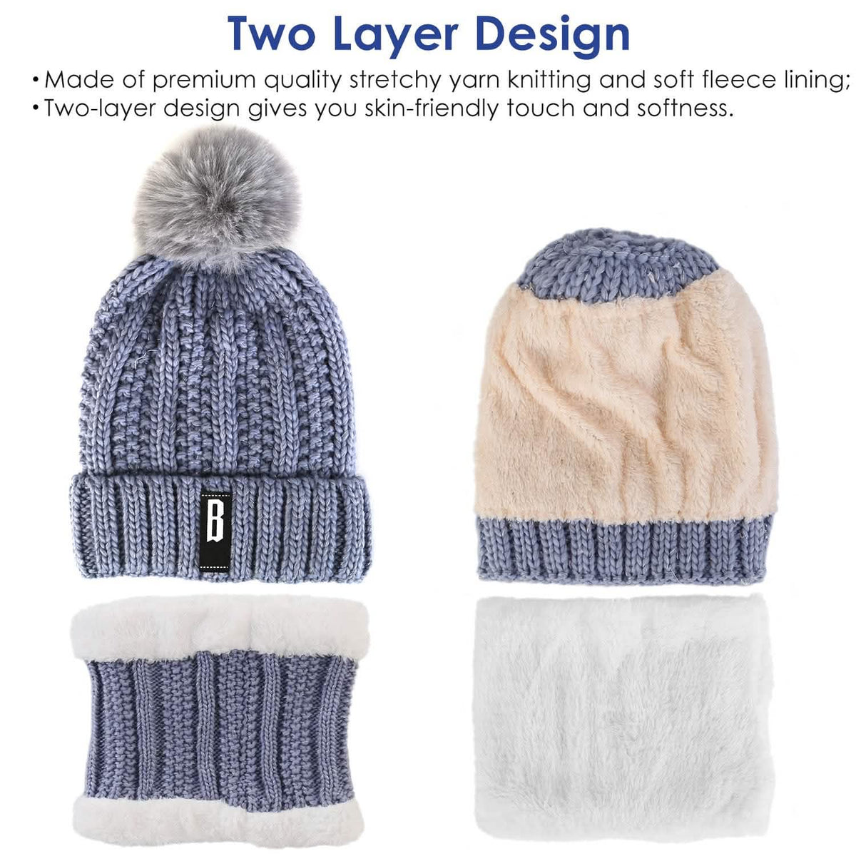 Winter Beanie Hat Scarf Set for Women - A-1 Thread Vault