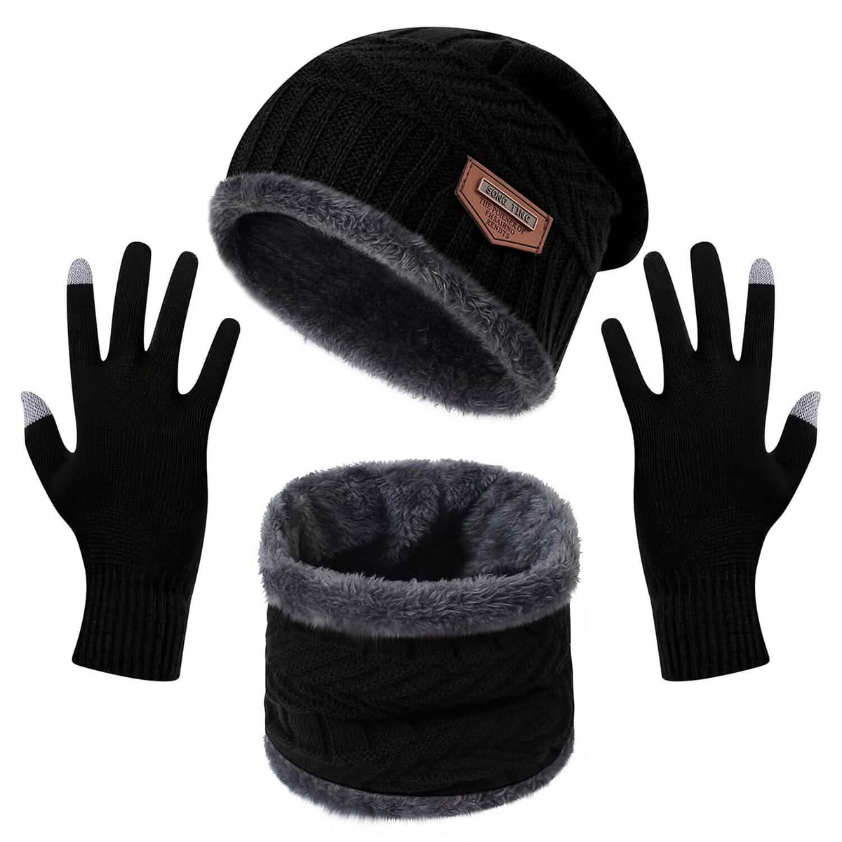 Winter Warm Beanie and Touch Screen Gloves Scarfs Set - A-1 Thread Vault