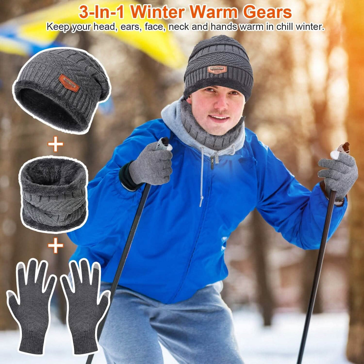 Winter Warm Beanie and Touch Screen Gloves Scarfs Set - A-1 Thread Vault