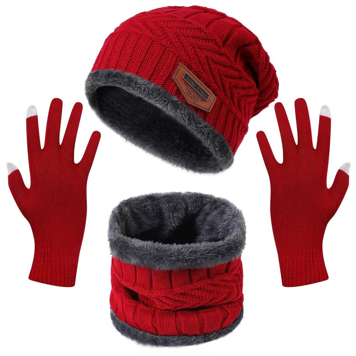 Winter Warm Beanie and Touch Screen Gloves Scarfs Set - A-1 Thread Vault
