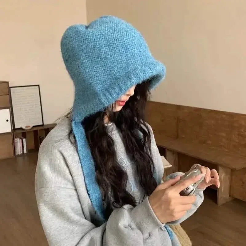 Winter Wool Knitted Hat Unisex Winter Striped Beanie with Ear Flaps - A-1 Thread Vault