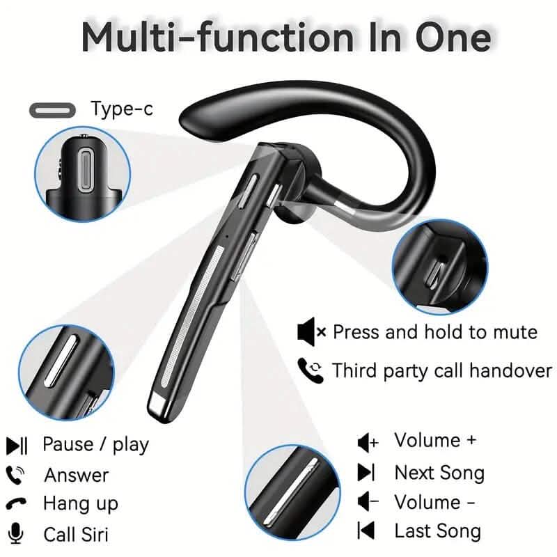 Wireless 5.3 Single-Ear Business Headset with Mic - A-1 Thread Vault