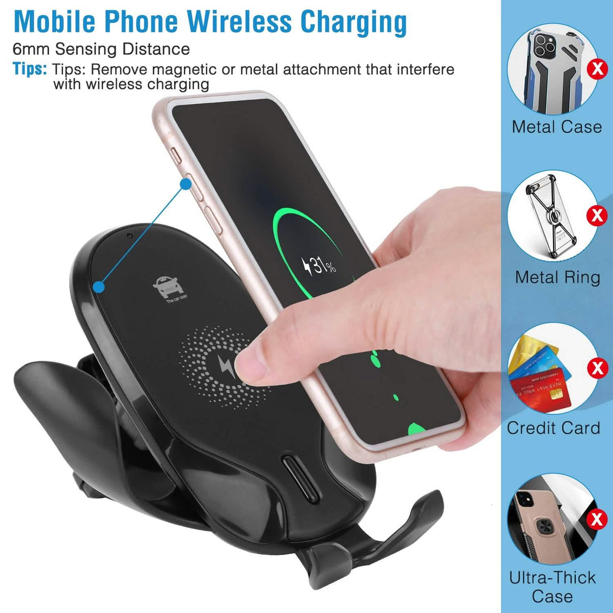 Wireless Car Charger 15W Qi Fast Charging Car Mount - A-1 Thread Vault