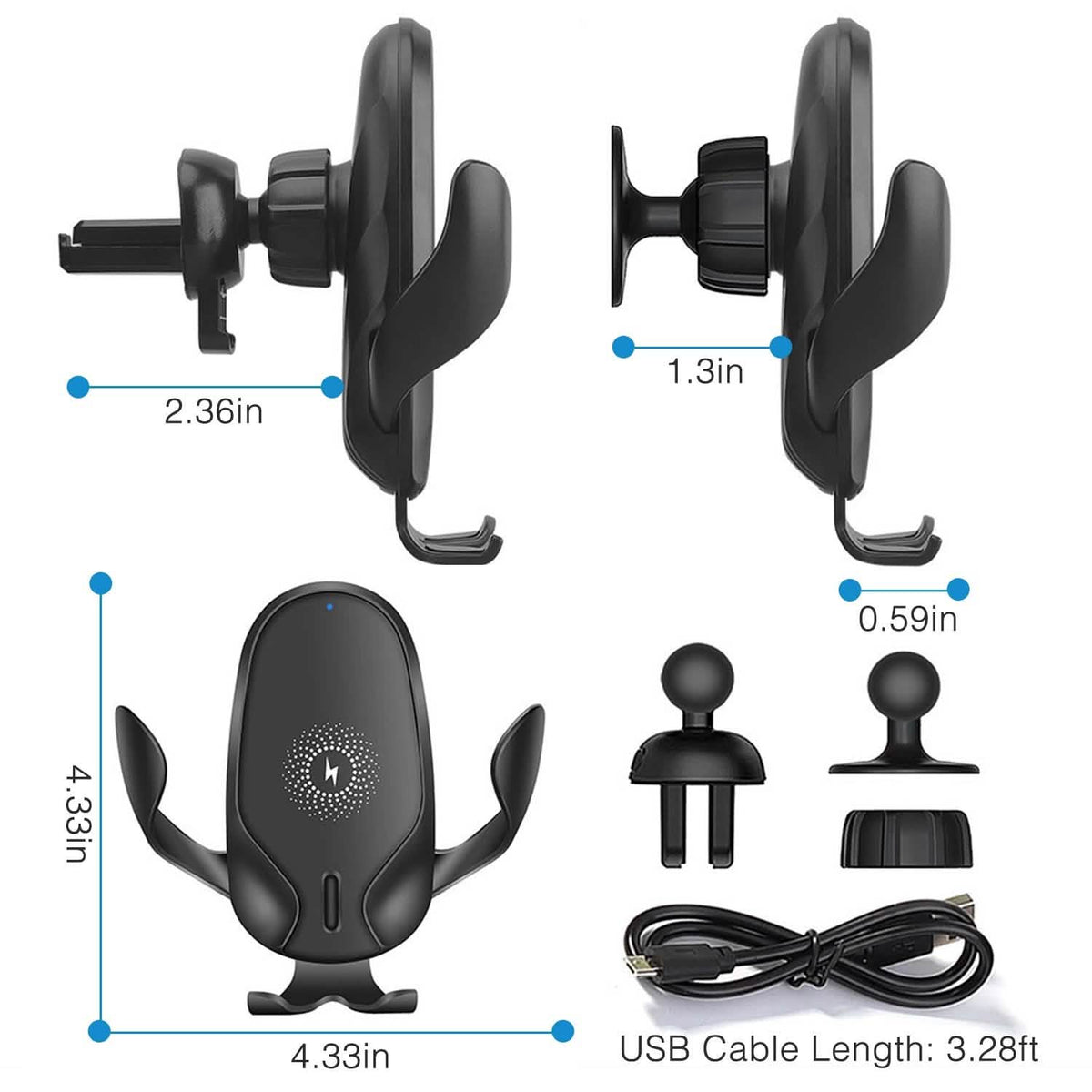 Wireless Car Charger 15W Qi Fast Charging Car Mount - A-1 Thread Vault