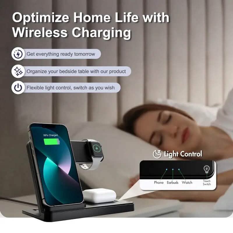 Wireless Charging Station 3-in-1 Standard 15W Fast for Mag-Safe Charger Stand - A-1 Thread Vault