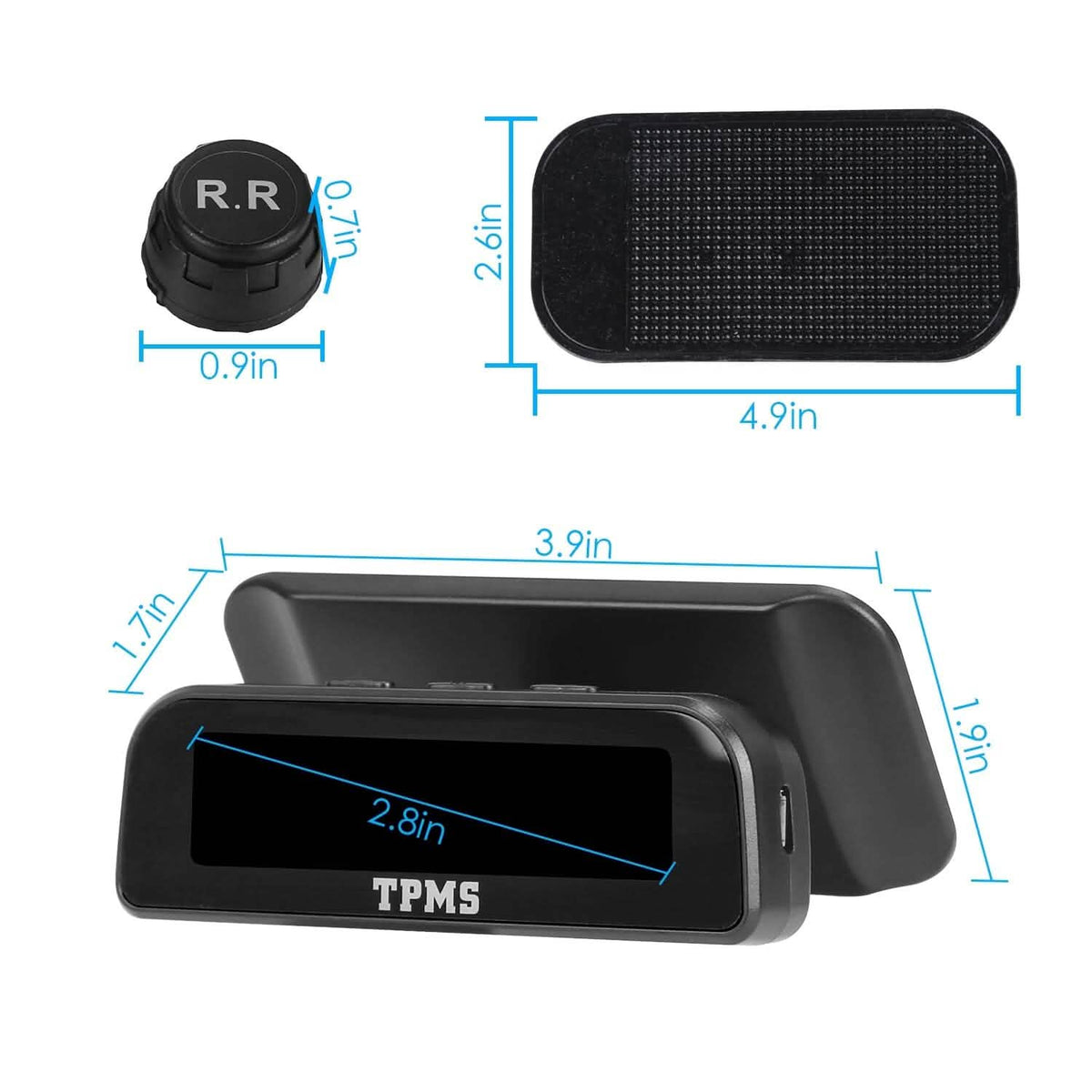 Wireless Solar Car Tire Pressure Monitoring System Auto Tire Pressure with Sensors Temperature Alarm - A-1 Thread Vault