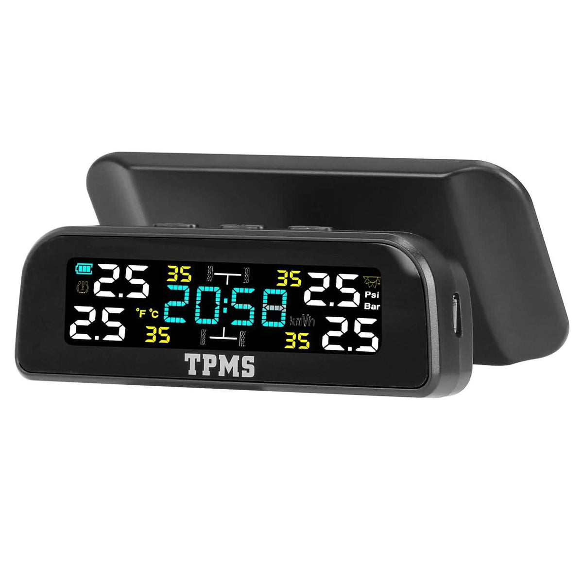 Wireless Solar Car Tire Pressure Monitoring System Auto Tire Pressure with Sensors Temperature Alarm - A-1 Thread Vault