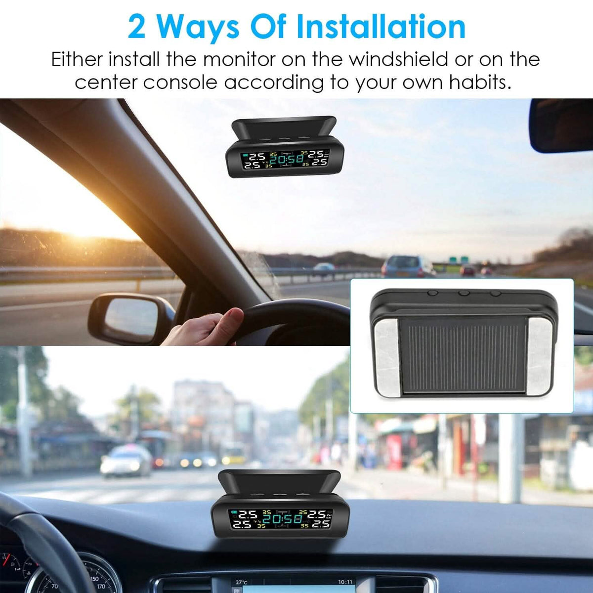 Wireless Solar Car Tire Pressure Monitoring System Auto Tire Pressure with Sensors Temperature Alarm - A-1 Thread Vault