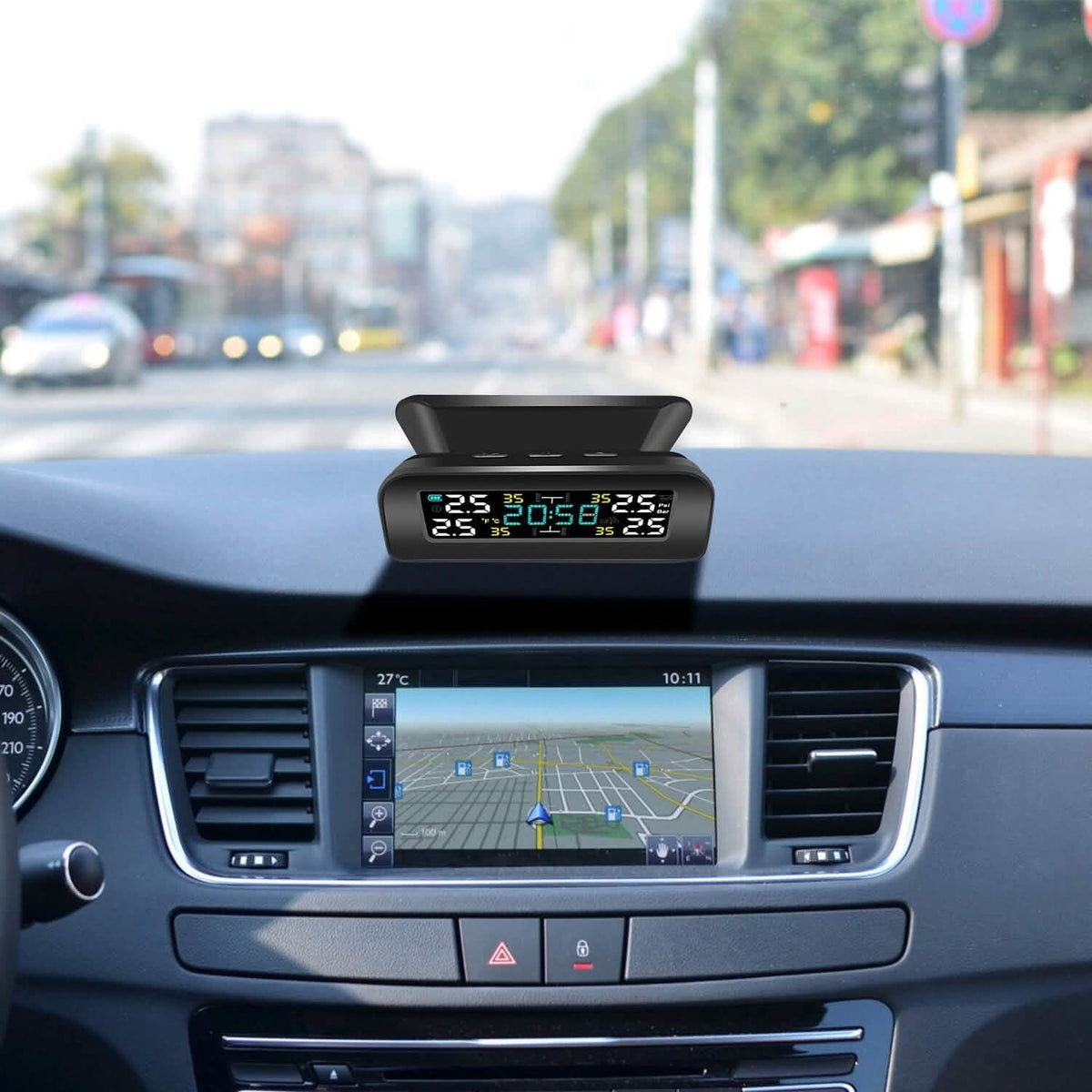 Wireless Solar Car Tire Pressure Monitoring System Auto Tire Pressure with Sensors Temperature Alarm - A-1 Thread Vault