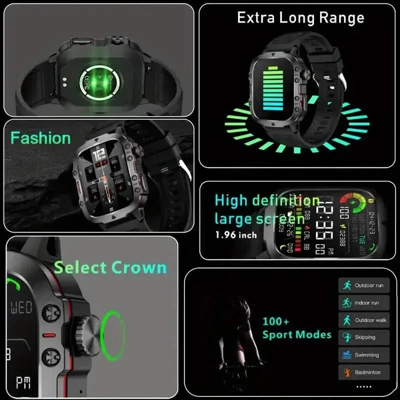 Wireless Talk Fitness AI Voice Outdoor 100+ Sports Mode Outdoor Smart Watch - A-1 Thread Vault