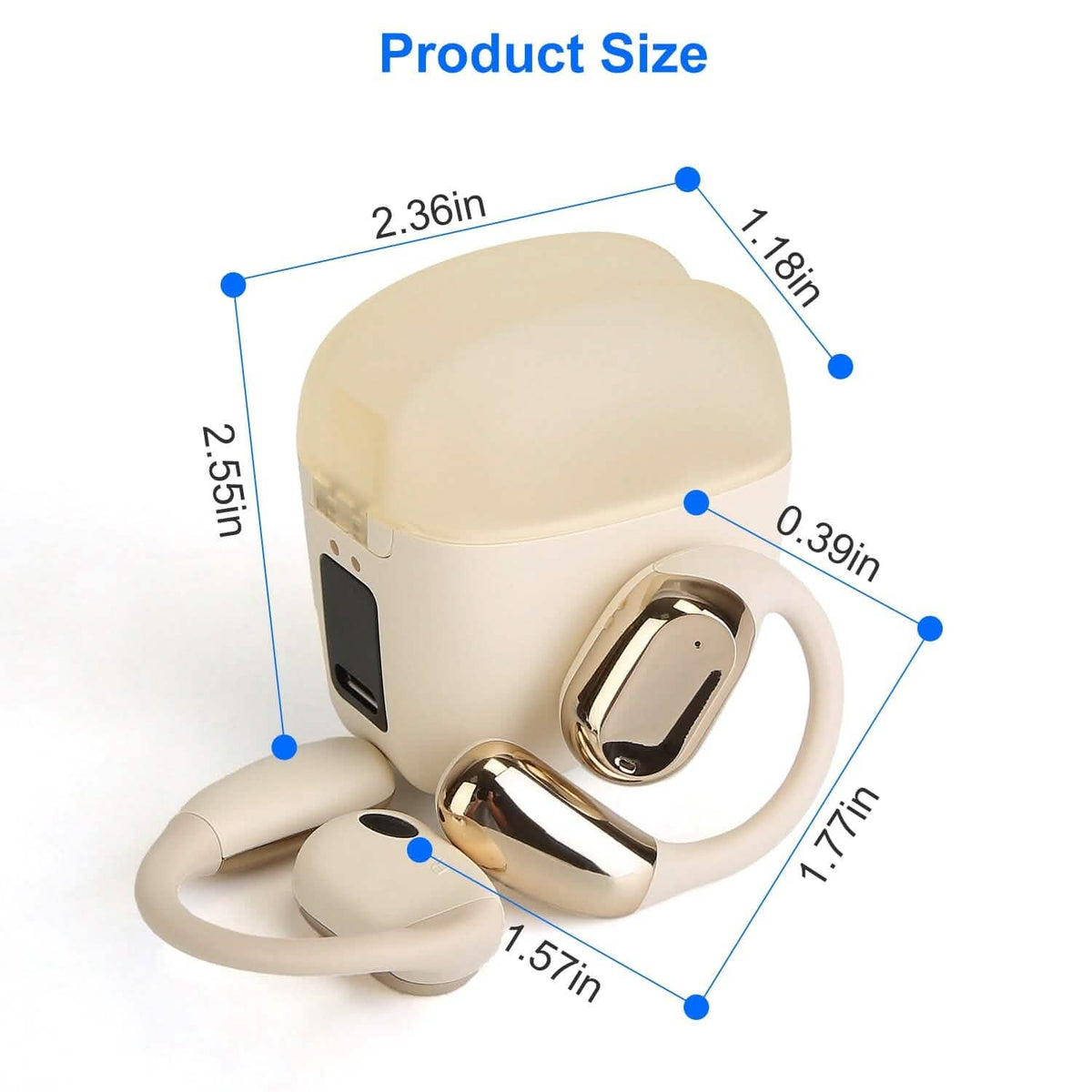 Wireless V5.4 Open Ear Earbuds with Earhook LED Display Charging Case - A-1 Thread Vault
