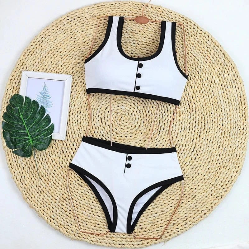 Woman Swimwear 2024 High Waist Bikinis Shorts Women's Swimsuit Luxury Ribbed Two-piece Bathing Suits Summer Bikini Set Swim Suit - A-1 Thread Vault