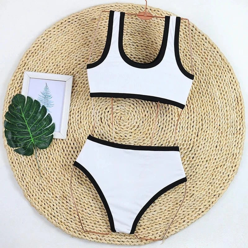 Woman Swimwear 2024 High Waist Bikinis Shorts Women's Swimsuit Luxury Ribbed Two-piece Bathing Suits Summer Bikini Set Swim Suit - A-1 Thread Vault